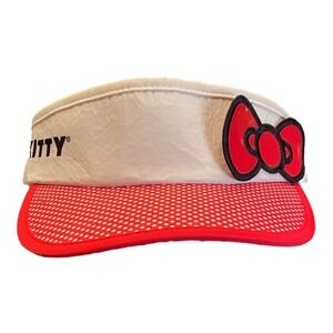 Sanrio Hello Kitty Visor Hat Cap Womens OS Red White Bow Women's Adjustable